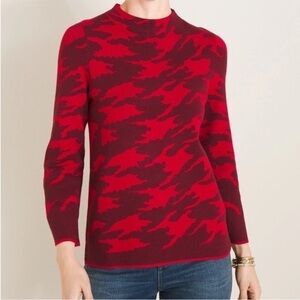 Chico's Red and Black Camouflage Sweater